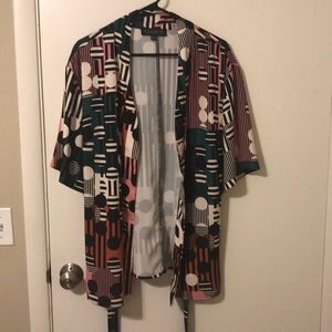 Eloquii Belted Kimono- geometric print sz 14